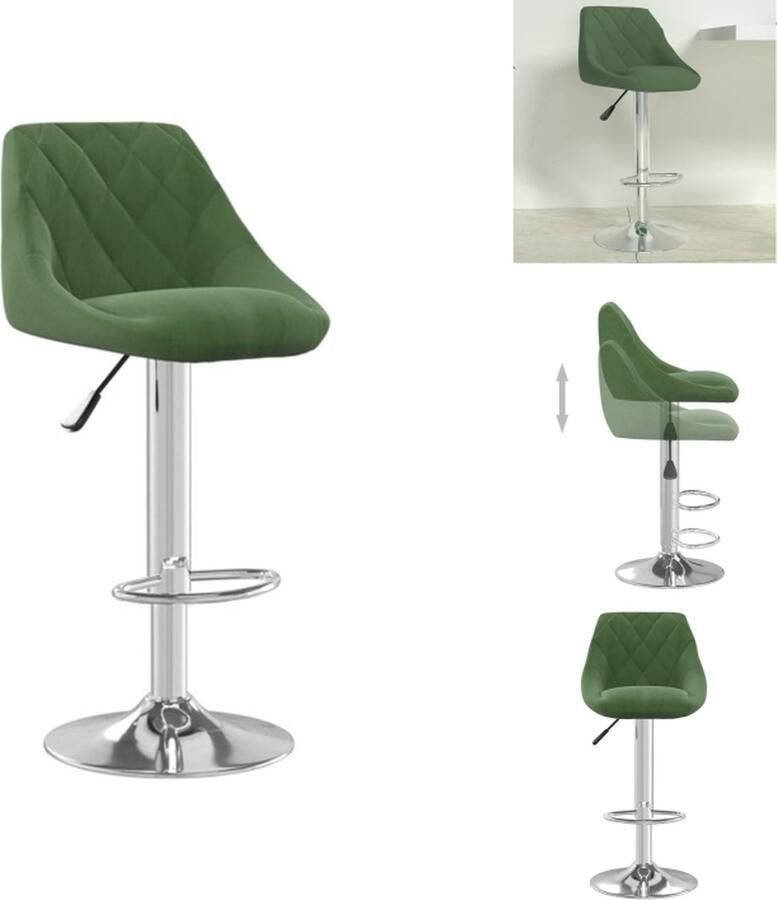 VidaXL Barkruk Donkergroen Fluweel 46x44x(82-103)cm Draaibaar Verstelbaar Voetensteun Montage Vereist Barkruk - Foto 6