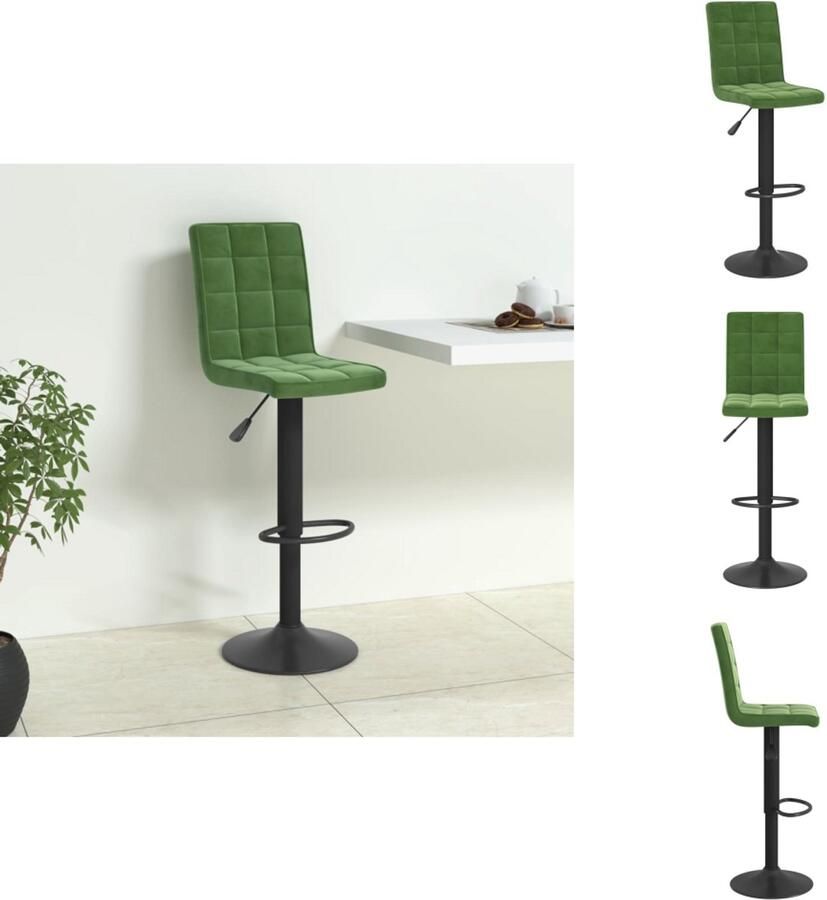 VidaXL Barkruk Donkergroen Fluweel 46x44x(82-103)cm Draaibaar Verstelbaar Voetensteun Montage Vereist Barkruk - Foto 2