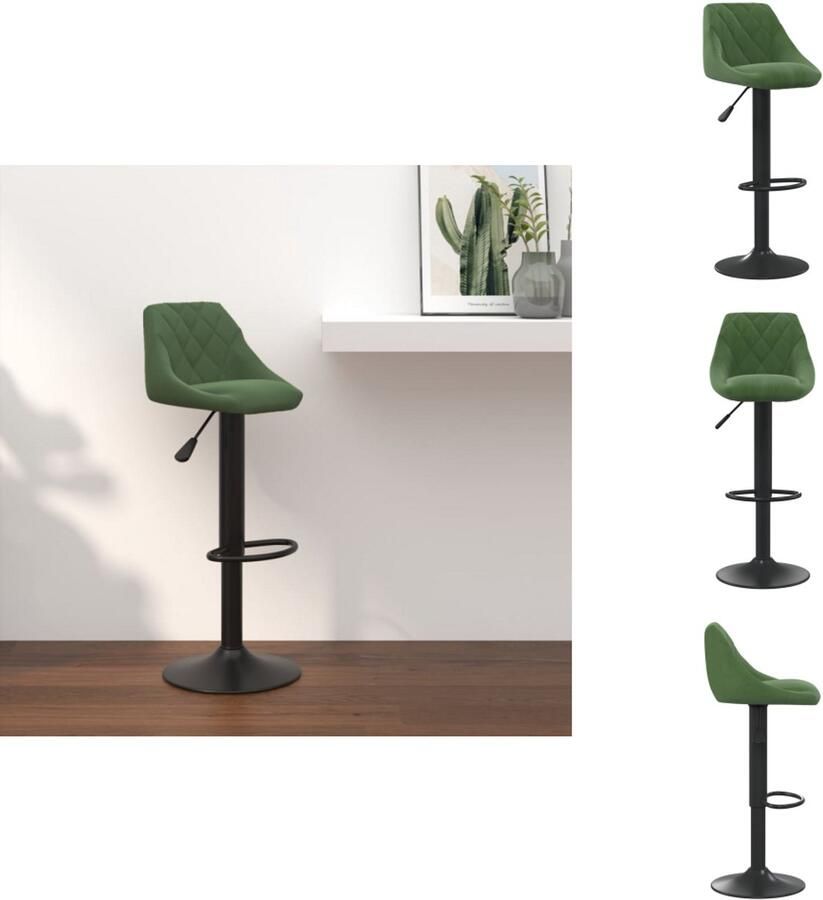 VidaXL Barkruk Donkergroen Fluweel 46x44x(82-103)cm Draaibaar Verstelbaar Voetensteun Montage Vereist Barkruk - Foto 5