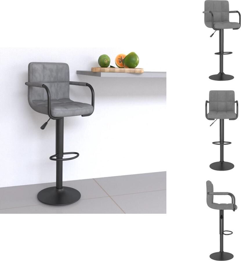 VidaXL Barkruk Barkrukken Barkrukje Barkrukjes Barkruk fluweel lichtgrijs - Foto 4