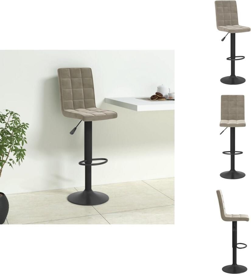 VidaXL Barkruk Barkrukken Barkrukje Barkrukjes Barkruk fluweel lichtgrijs - Foto 5