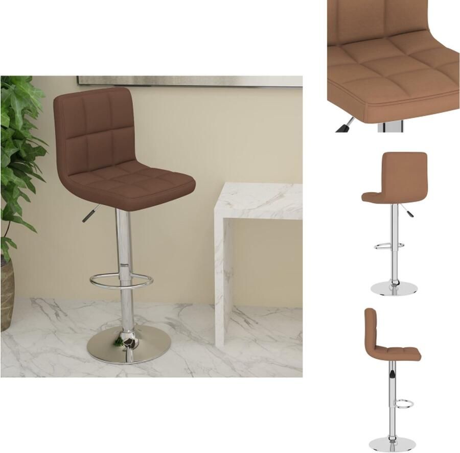 VidaXL Barkruk Bruine Stoffen Bekleding Verchroomd Stalen Basis 40x47x(90-111) cm Draaibaar Gasveermechanisme Barkruk - Foto 3