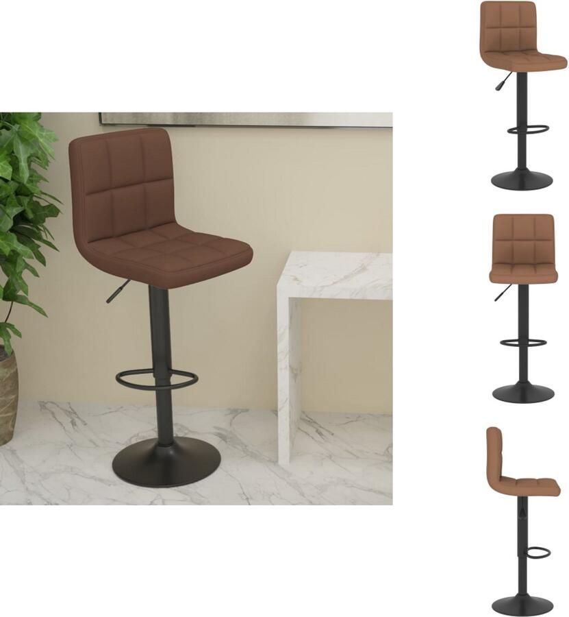 VidaXL Barkruk Bruine Stoffen Bekleding Verchroomd Stalen Basis 40x47x(90-111) cm Draaibaar Gasveermechanisme Barkruk - Foto 2