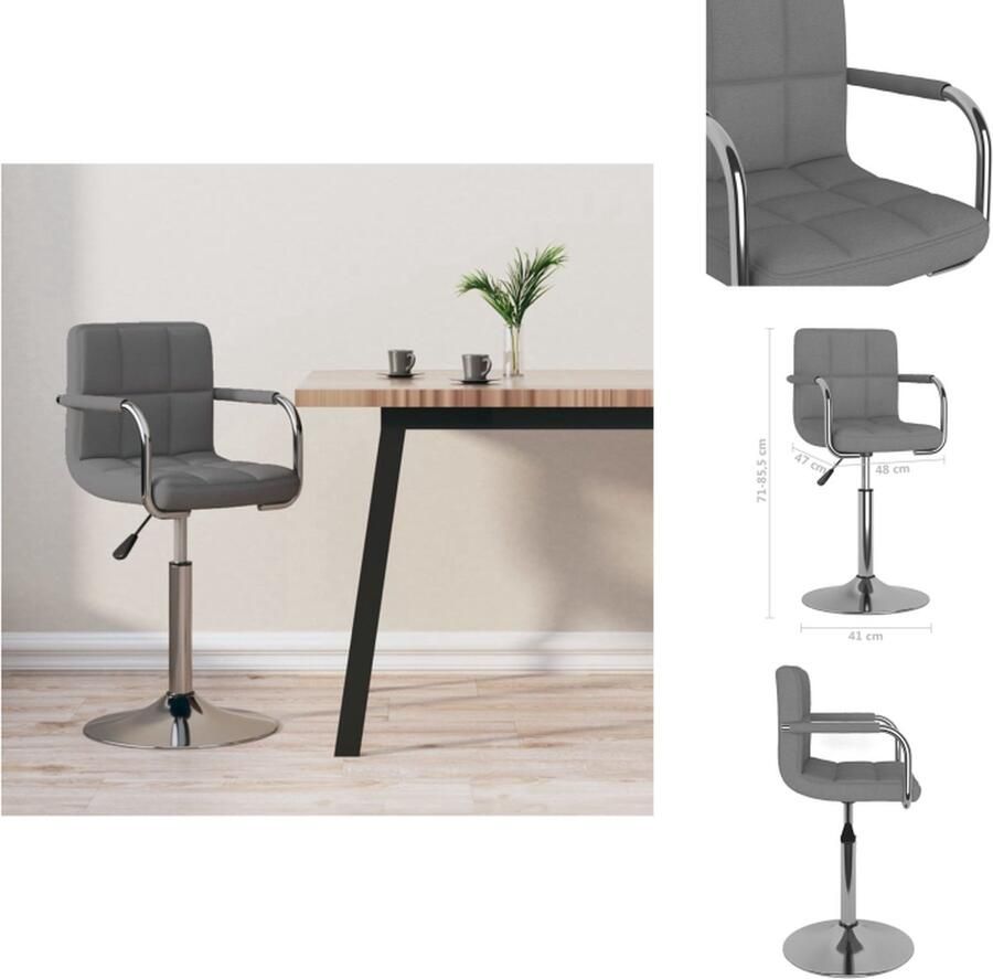VidaXL Eetkamerstoel stof lichtgrijs - Foto 2