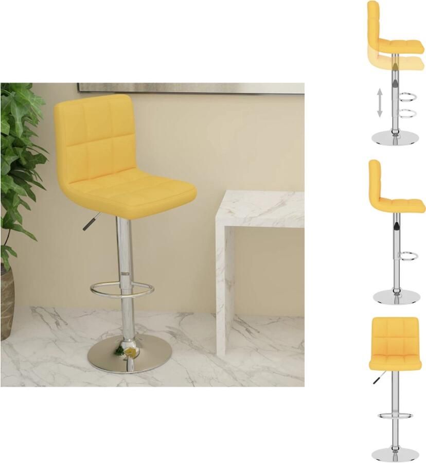 VidaXL Barstoel Stof Verchroomd Staal 40 x 47 x (90-111) cm Mosterdgeel Barkruk - Foto 3