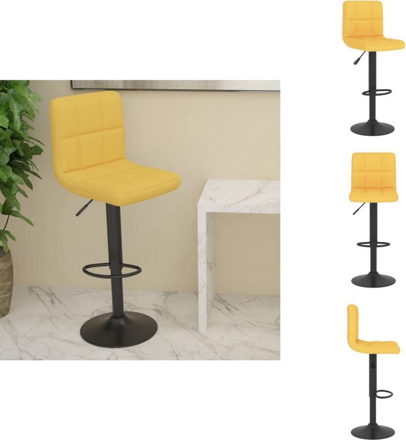 VidaXL Barstoel Stof Verchroomd Staal 40 x 47 x (90-111) cm Mosterdgeel Barkruk