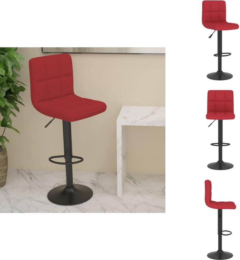 VidaXL -Barkruk-stof-wijnrood - Foto 4