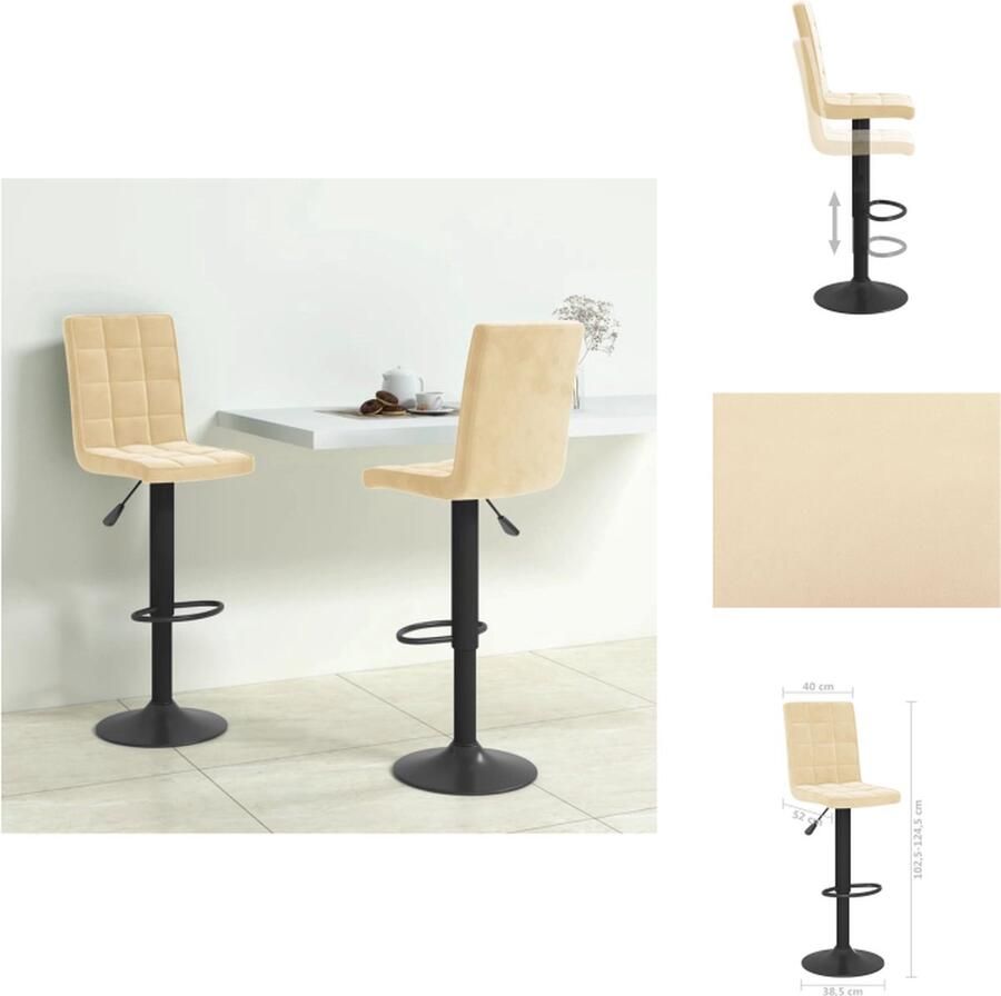 VidaXL Barkruk Barkrukken Barkrukje Barkrukjes Barkrukken 2 st fluweel crèmekleurig - Foto 3