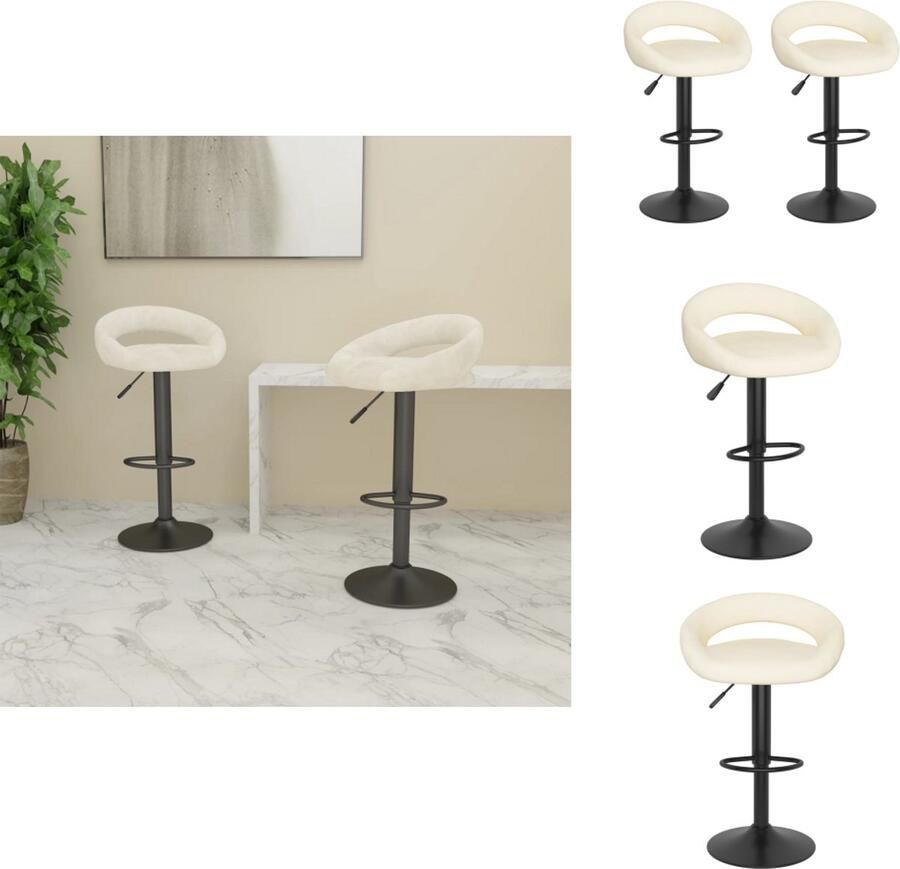 VidaXL Barkruk Barkrukken Barkrukje Barkrukjes Barkrukken 2 st fluweel crèmekleurig - Foto 6