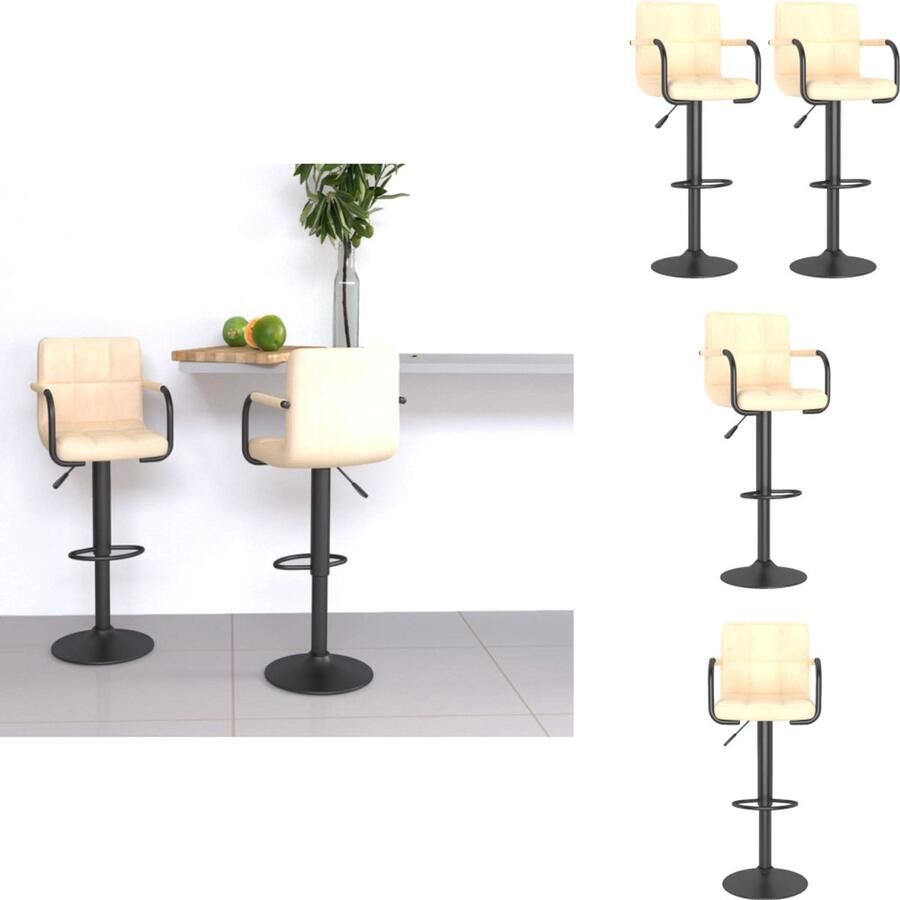 VidaXL Barkruk Barkrukken Barkrukje Barkrukjes Barkrukken 2 st fluweel crèmekleurig