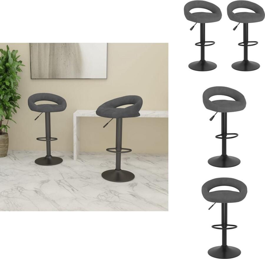 VidaXL Barkruk Barkrukken Barkrukje Barkrukjes Barkrukken 2 st fluweel donkergrijs