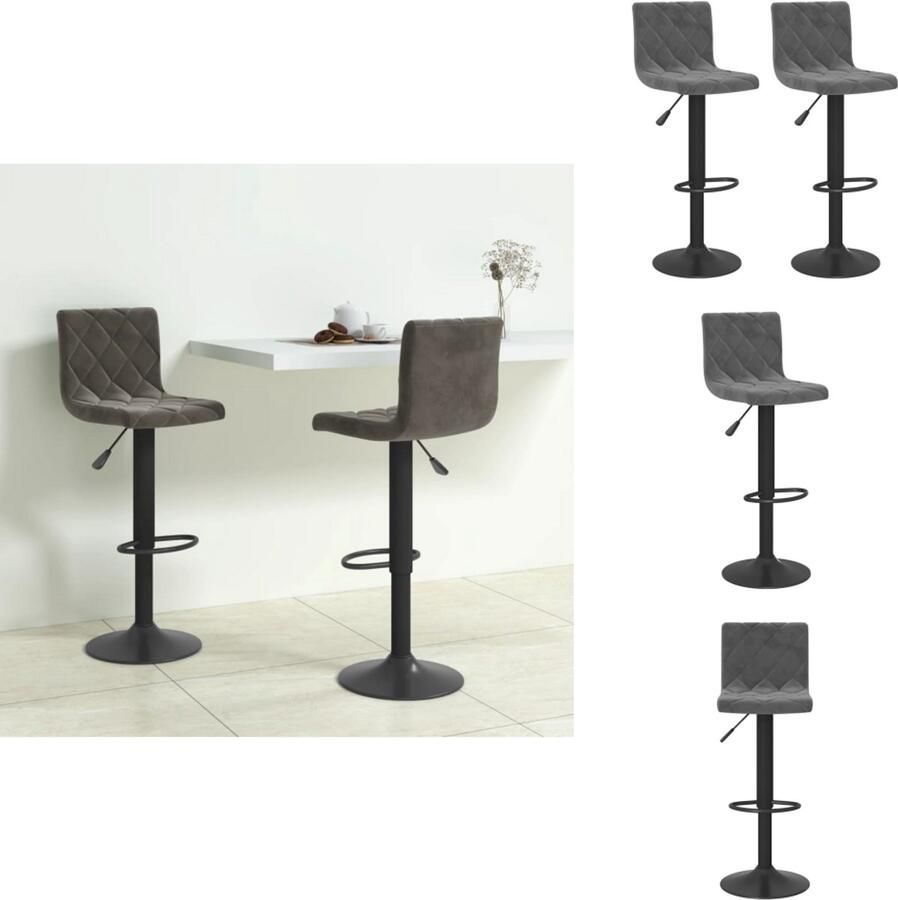 VidaXL Barkruk Barkrukken Barkrukje Barkrukjes Barkrukken 2 st fluweel donkergrijs