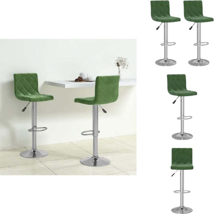 VidaXL Barkruk Fluwelen bekleding Verchroomd stalen basis In hoogte verstelbaar Barkruk - Foto 2