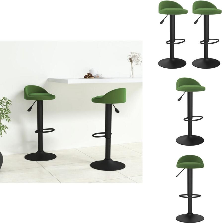 VidaXL Barkruk Fluwelen bekleding Verchroomd stalen basis In hoogte verstelbaar Barkruk - Foto 4