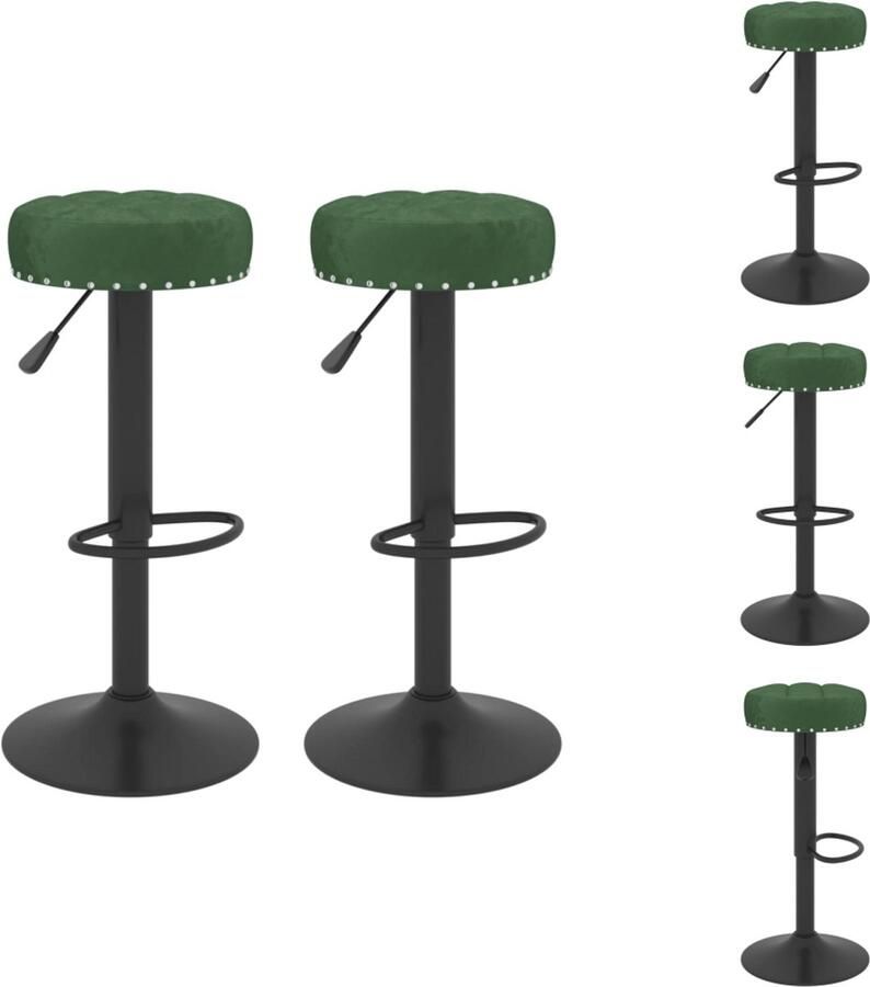 VidaXL Barkruk Fluwelen bekleding Verchroomd stalen basis In hoogte verstelbaar Barkruk - Foto 7