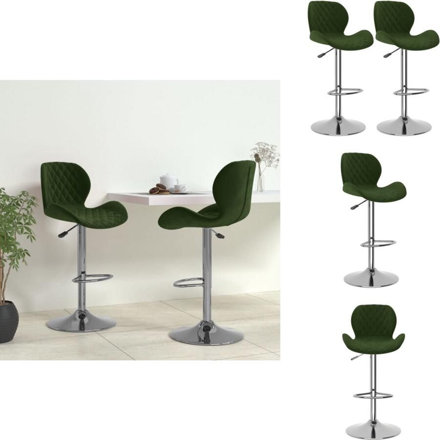 VidaXL Barkruk Fluwelen bekleding Verchroomd stalen basis In hoogte verstelbaar Barkruk - Foto 3