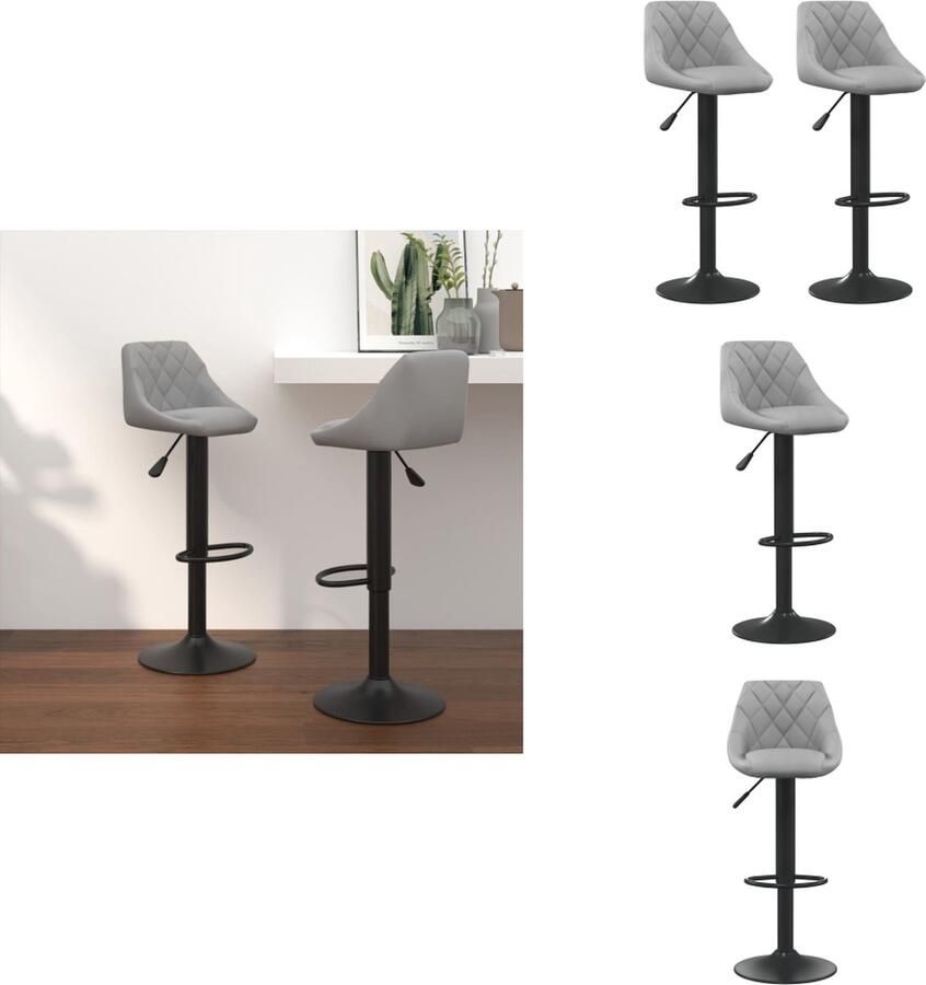 VidaXL Barkruk Barkrukken Barkrukje Barkrukjes Barkrukken 2 st fluweel lichtgrijs