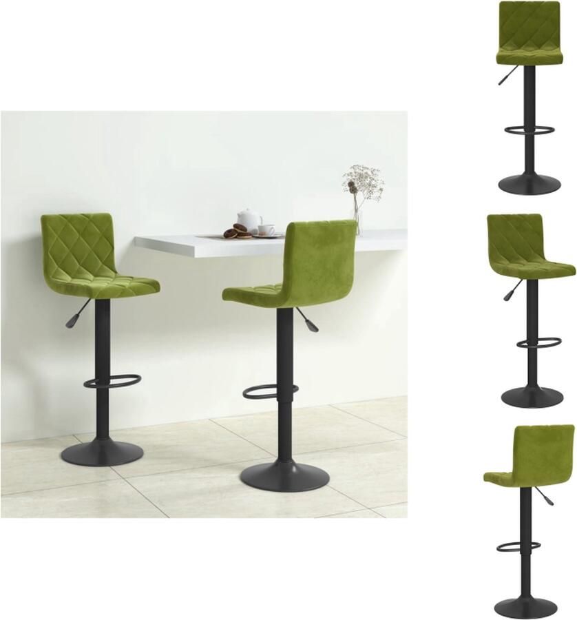 VidaXL Barkruk Barkrukken Barkrukje Barkrukjes Barkrukken 2 st fluweel lichtgroen - Foto 3