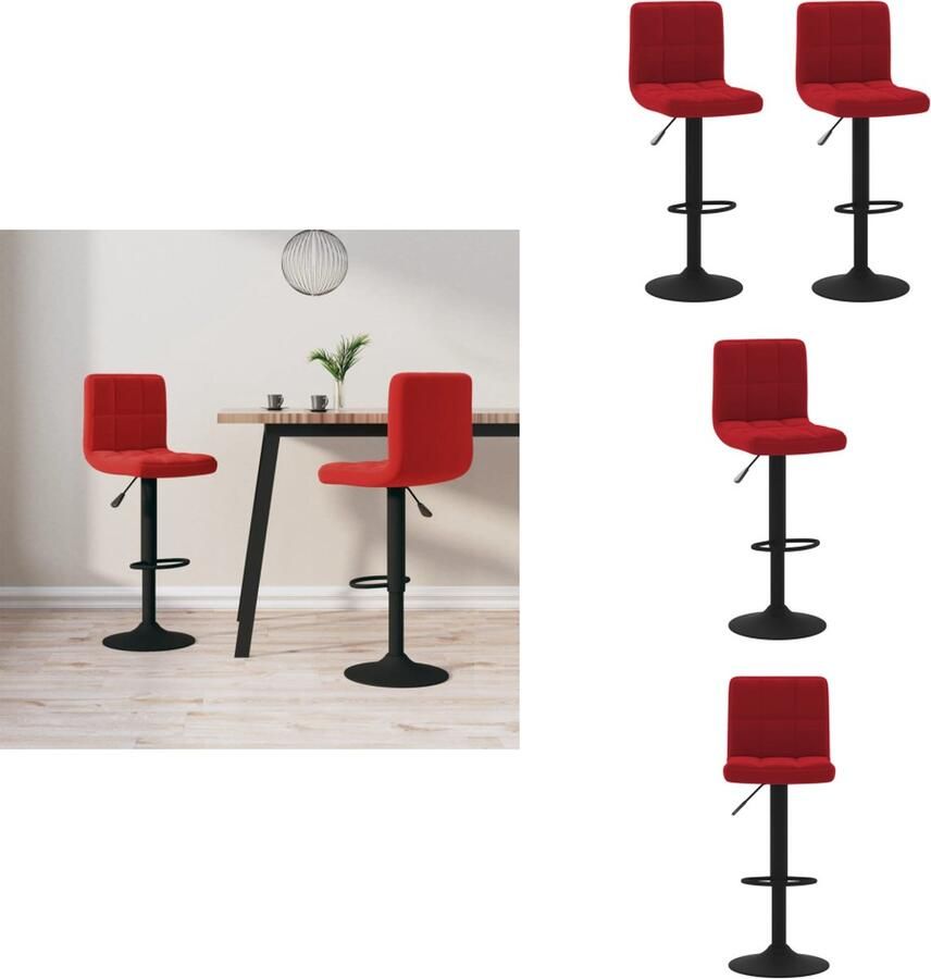 VidaXL Barkruk Barstoel Barkrukken 2 st fluweel wijnrood Stoel Lounge Stoel Eetkamerstoel - Foto 2