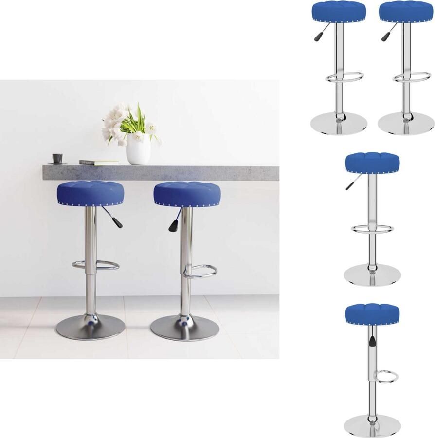 VidaXL Barkruk Barkrukken Barkrukje Barkrukjes Barkrukken 2 st stof blauw