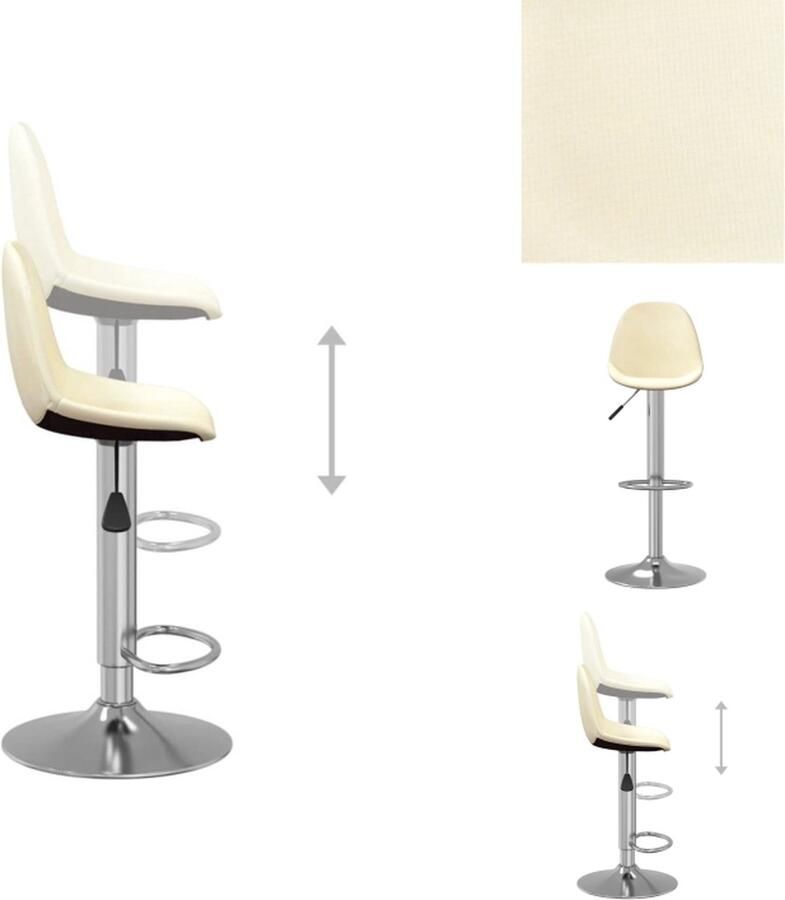 VidaXL Barkruk Barkrukken Barkrukje Barkrukjes Barkrukken 2 st stof crèmekleurig - Foto 4