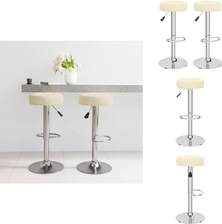 VidaXL Barkruk Barkrukken Barkrukje Barkrukjes Barkrukken 2 st stof crèmekleurig - Foto 3