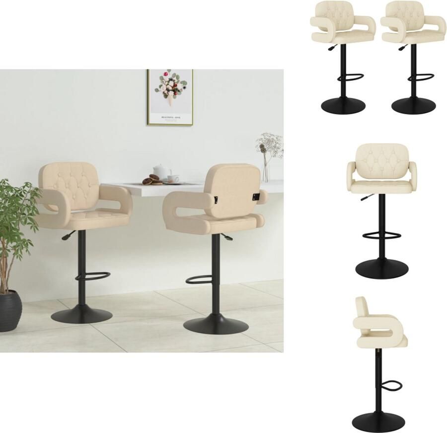 VidaXL Barkruk Barkrukken Barkrukje Barkrukjes Barkrukken 2 st stof crèmekleurig