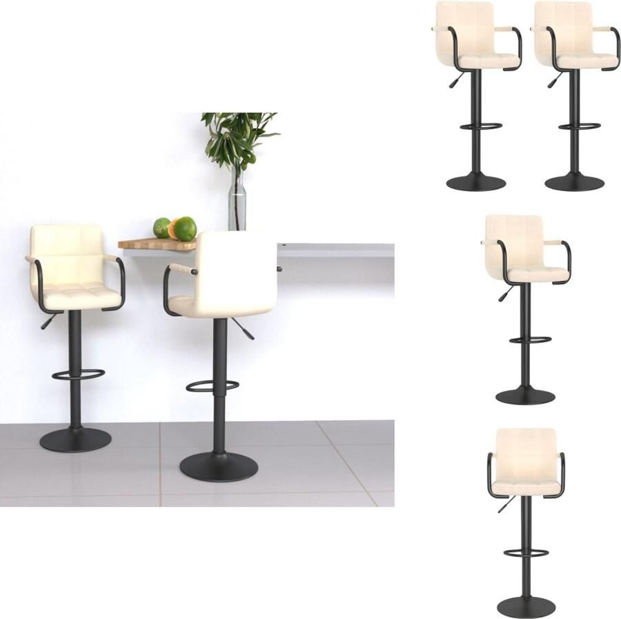 VidaXL Barkruk Barkrukken Barkrukje Barkrukjes Barkrukken 2 st stof crèmekleurig - Foto 2