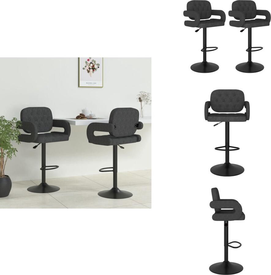 VidaXL Barkruk Barkrukken Barkrukje Barkrukjes Barkrukken 2 st stof donkergrijs