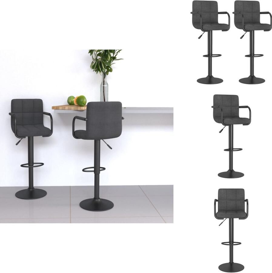 VidaXL Barkrukken Donkergrijs Stof 38.5 x 38.5 x (63 83) cm Gasveermechanisme Barkruk