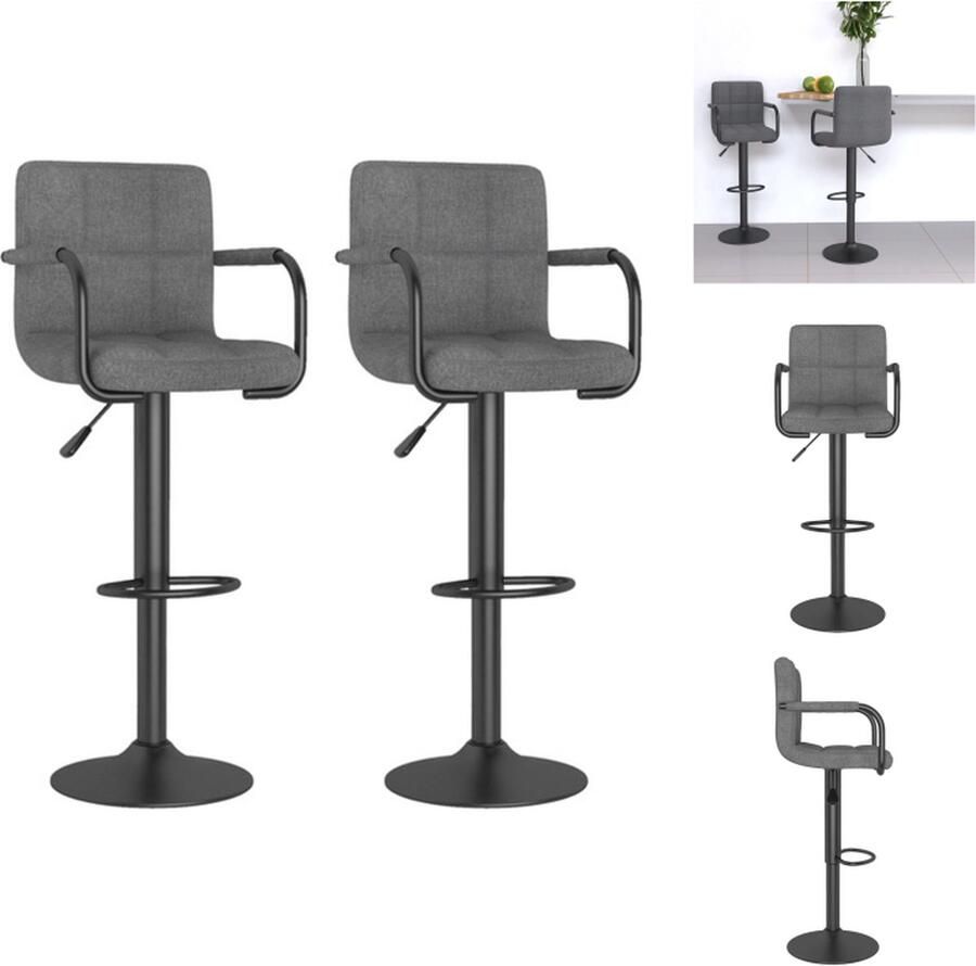 The Living Store Barkrukken Barstoelen 48 x 47 x (90 111) cm Lichtgrijs Zwart Staal Barstoel Barkruk Stoel Lounge Stoel Eetkamerstoel