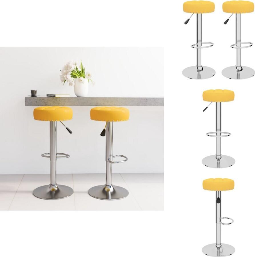 VidaXL Barkrukken naam Barstoelen Afmetingen- 40x47x(90-111)cm Kleur- Mosterdgeel Materiaal- Stof zwart gepoedercoat staal 360 graden draaibaar Gasveermechanisme Ingebouwde voetensteun Barkruk