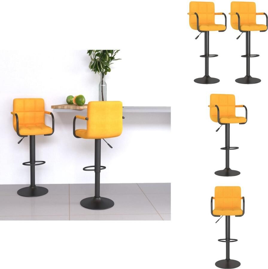 VidaXL Barkruk Barkrukken Barkrukje Barkrukjes Barkrukken 2 st stof mosterdgeel