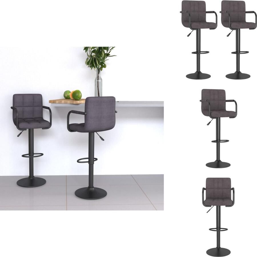 VidaXL Barkrukken Geniet Barstoelen Afmetingen- 38.5 x 38.5 x (63 83) cm Kleur- taupe Materiaal- stof multiplex en verchroomd staal Gasveermechanisme Barkruk