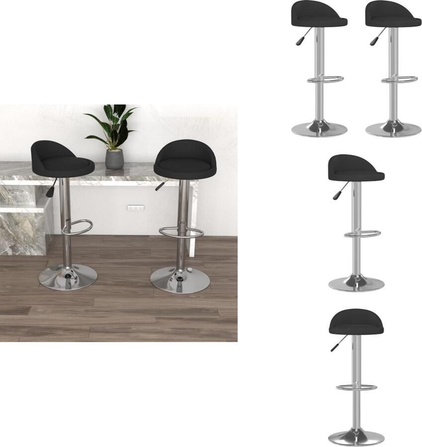 VidaXL Barkruk Barkrukken Barkrukje Barkrukjes Barstoelen 2 st kunstleer zwart - Foto 3