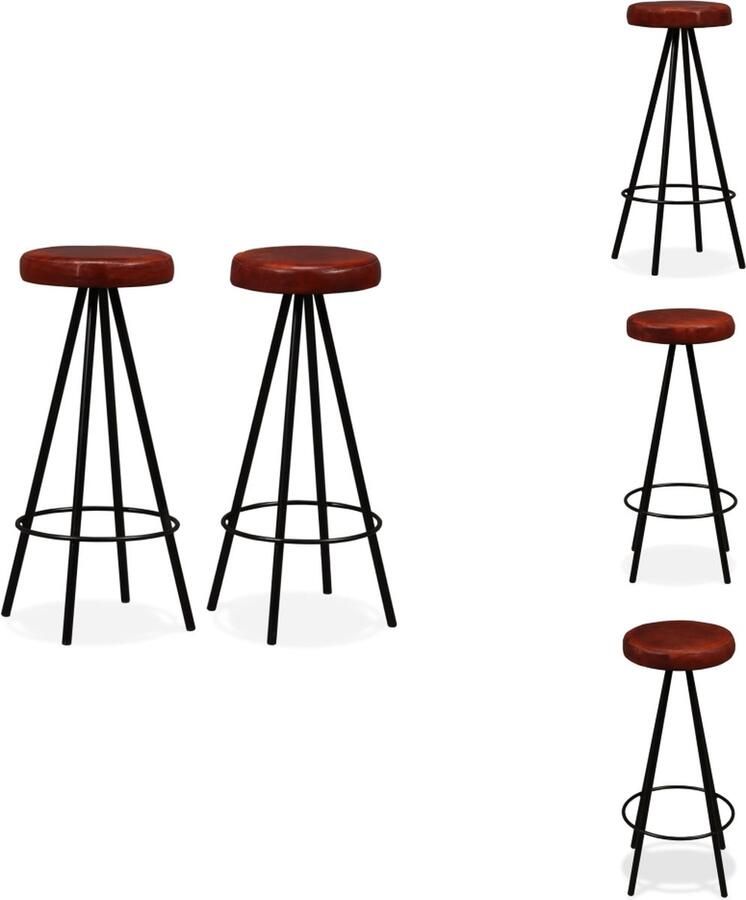 VidaXL Barkruk Barkrukken Barstoel Barstoelen Barkrukken 2 st echt leer - Foto 2