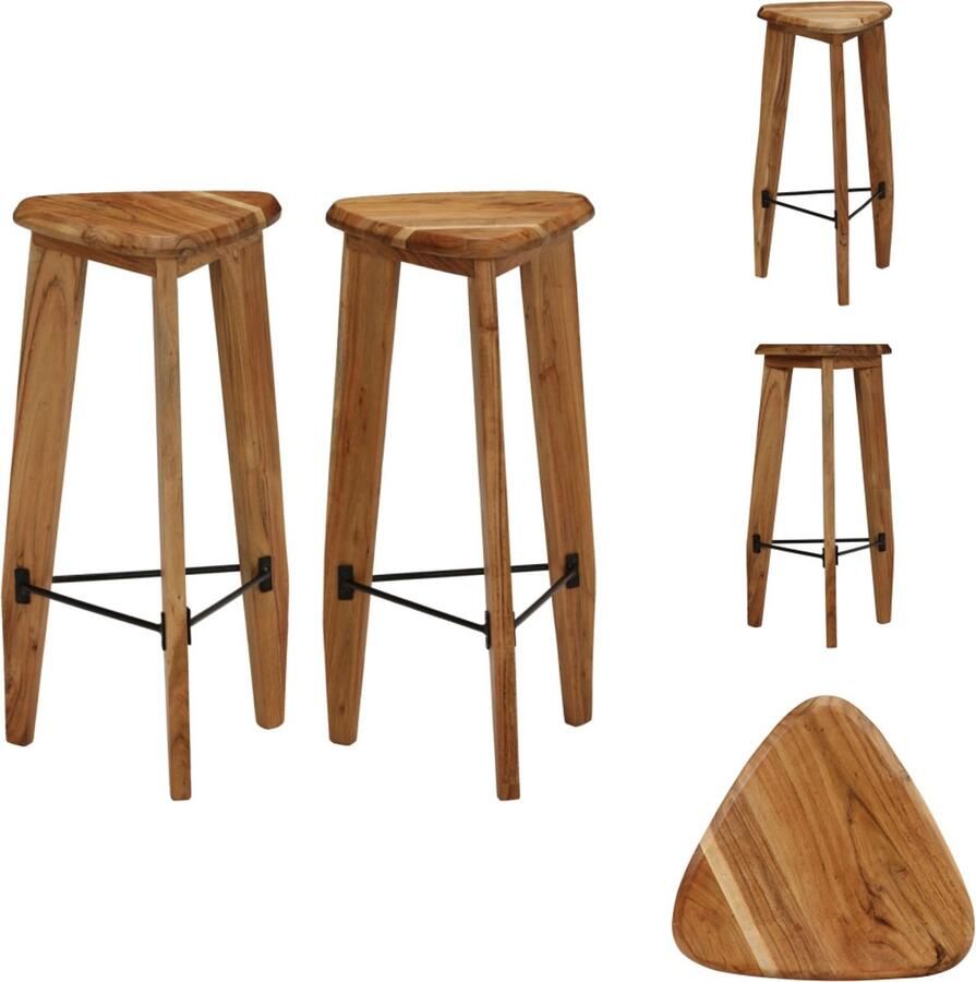 VidaXL Barkruk Barkrukken Barstoel Barstoelen Barkrukken 2 st massief acaciahout