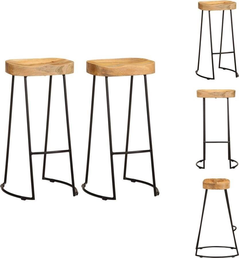 VidaXL Barkruk Barkrukken Barstoel Barstoelen Barkrukken 2 st massief mangohout