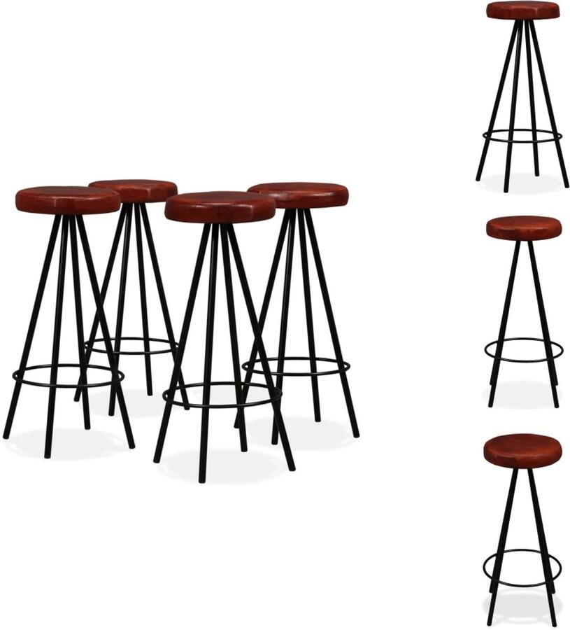 VidaXL Barkruk Barkrukken Barstoel Barstoelen Barkrukken 4 st echt leer