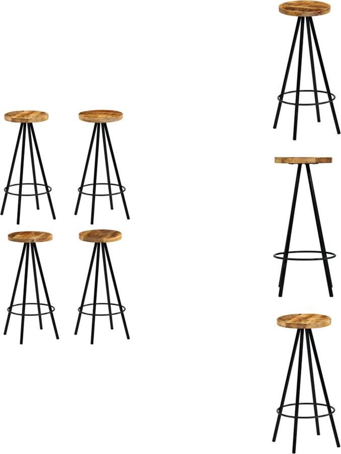 VidaXL Barkruk Barkrukken Barstoel Barstoelen Barkrukken 4 st massief mangohout - Foto 2