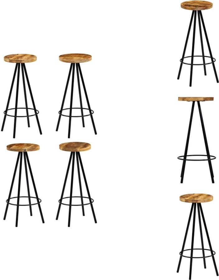 VidaXL Barkruk Barkrukken Barstoel Barstoelen Barkrukken 4 st massief mangohout