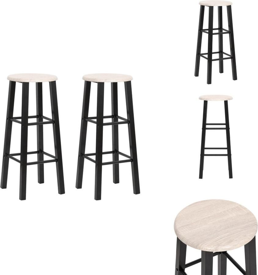 VidaXL Stoelen Barkruk 30x30x70 cm Zwart en Houtkleur 110 kg draagvermogen Barkruk