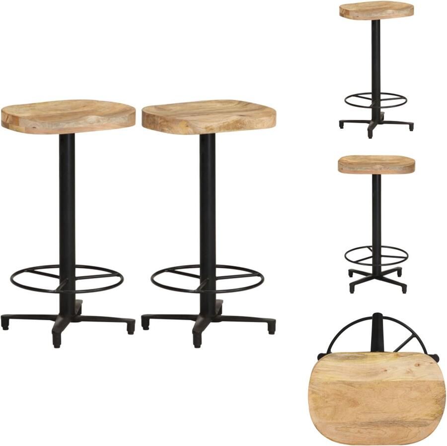 VidaXL Barkruk Barkrukken Kruk Krukken Barkrukken 2 st 66 cm massief mangohout