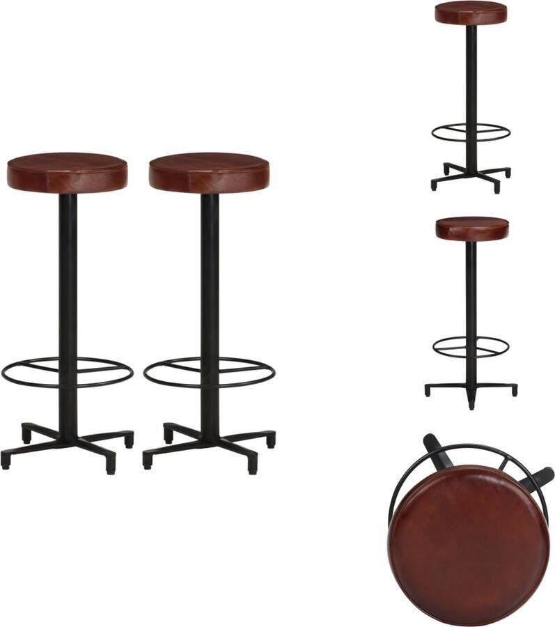VidaXL Barkruk Barkrukken Kruk Krukken Barkrukken 2 st 76 cm echt leer