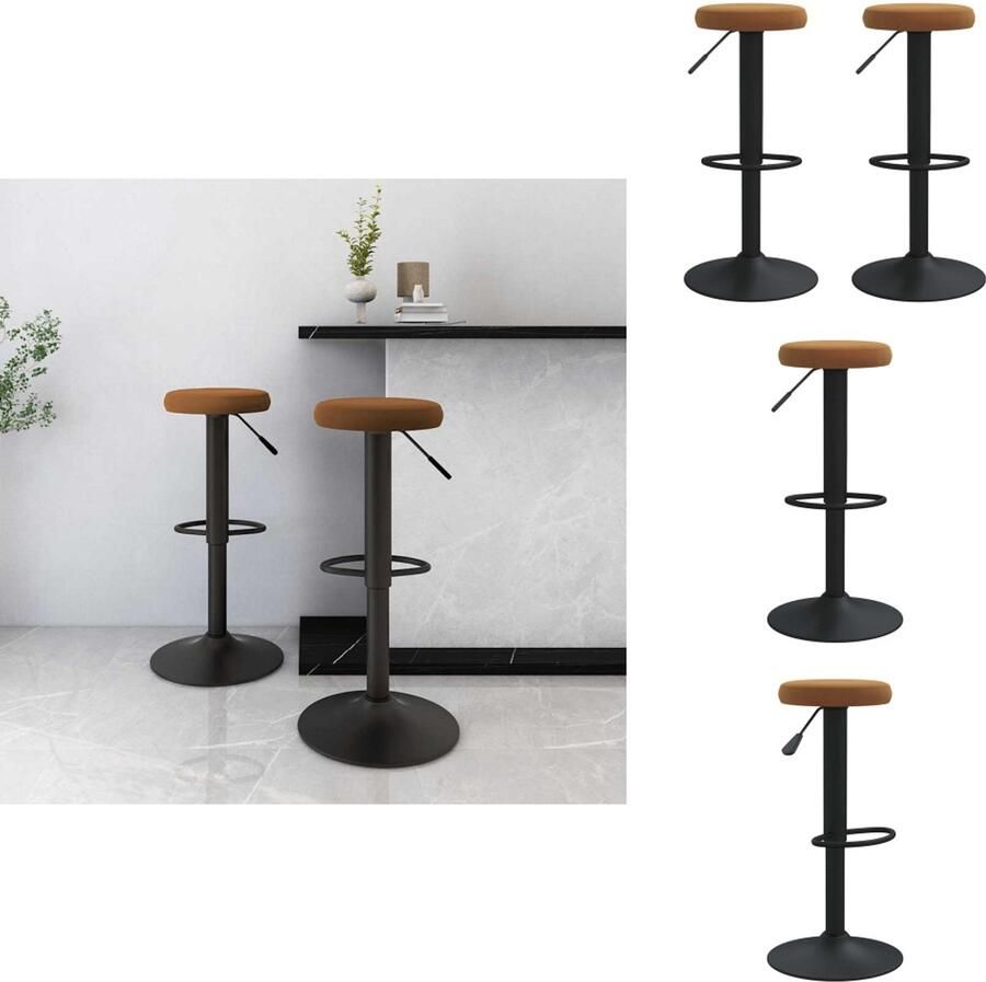 VidaXL Barkruk Barkrukken Kruk Krukken Barkrukken 2 st fluweel bruin