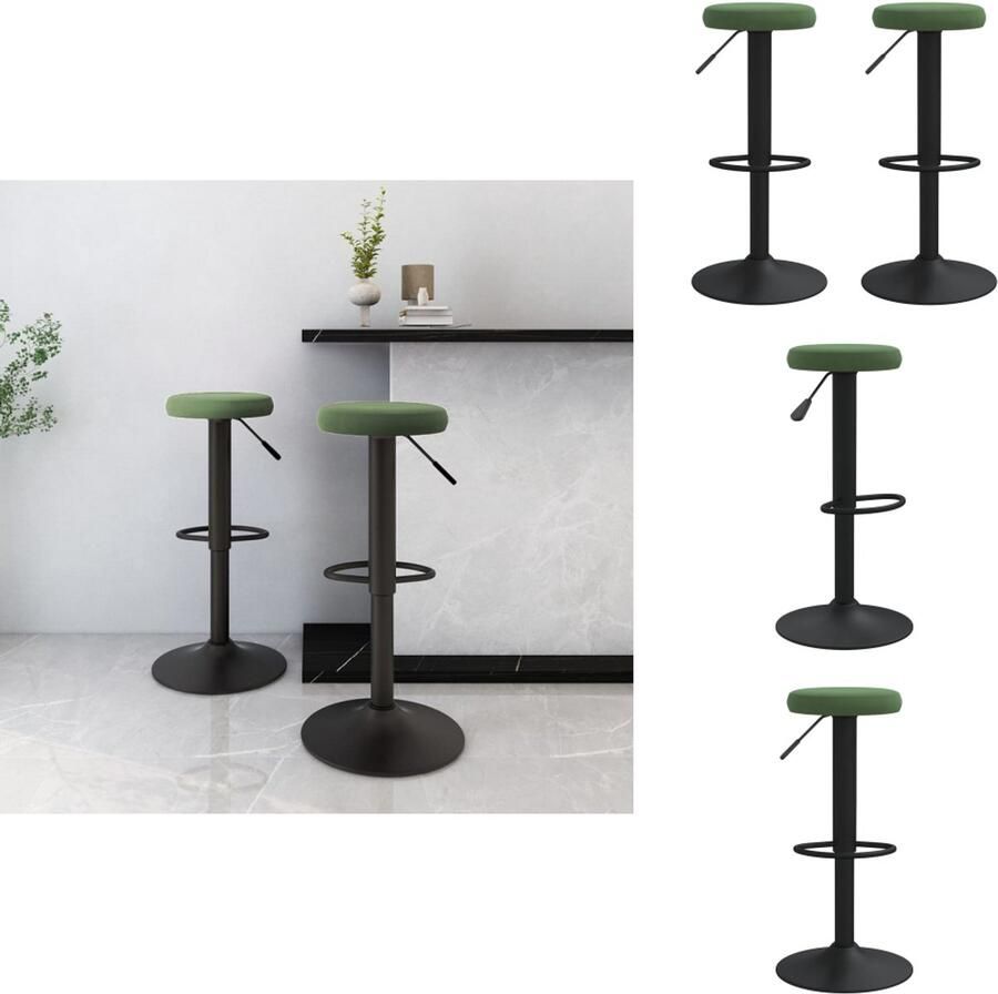 VidaXL Barkruk Barkrukken Kruk Krukken Barkrukken 2 st fluweel donkergroen