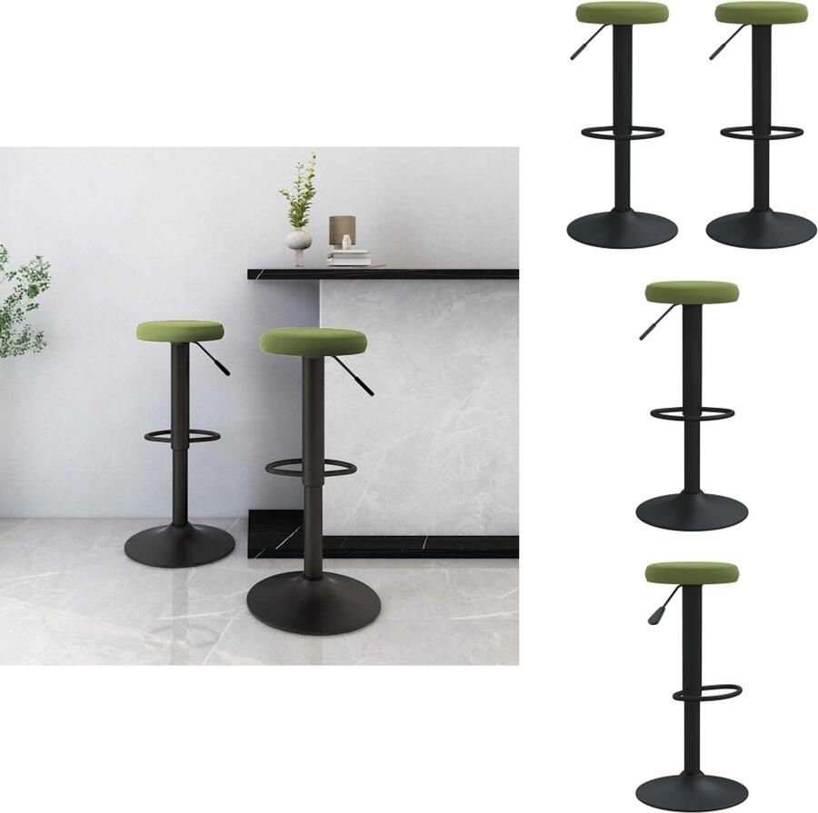 VidaXL Barkruk Barkrukken Kruk Krukken Barkrukken 2 st fluweel lichtgroen