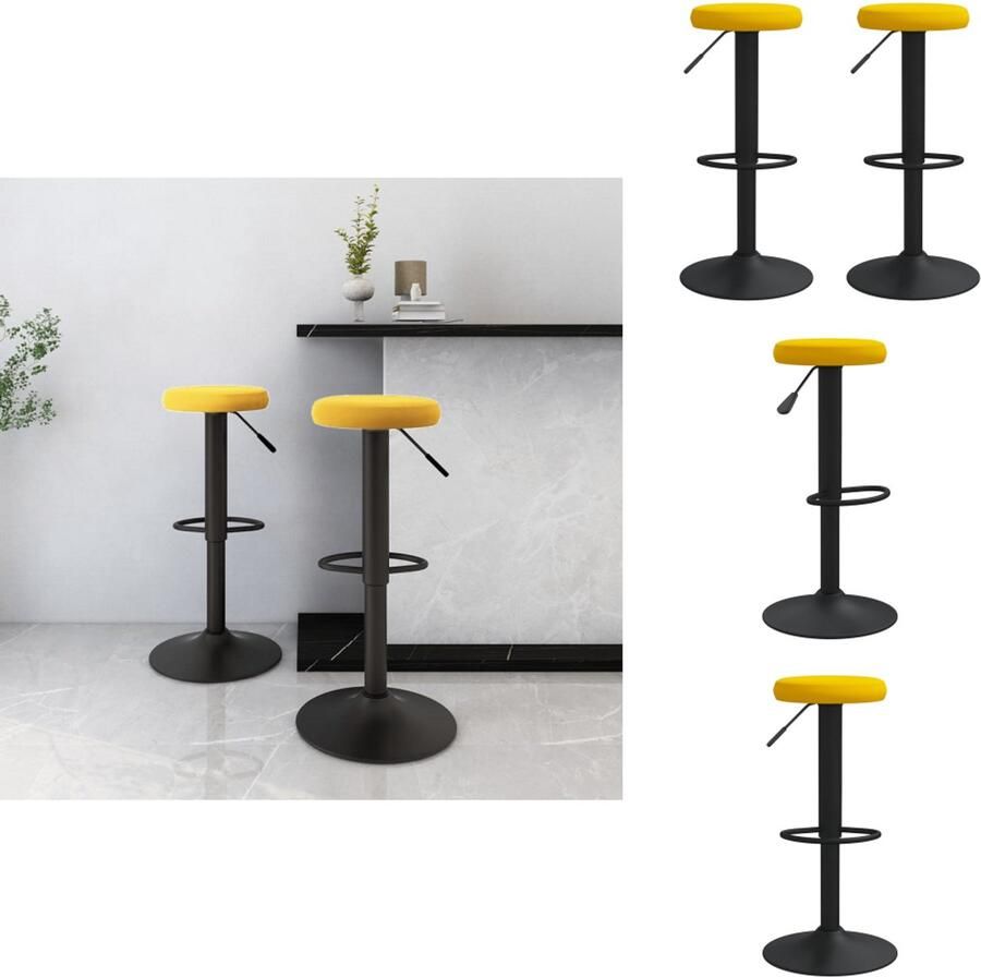 VidaXL Barkruk Barkrukken Kruk Krukken Barkrukken 2 st fluweel mosterdgeel