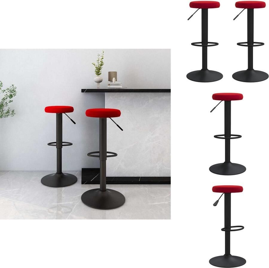 VidaXL Barkruk Barkrukken Kruk Krukken Barkrukken 2 st fluweel wijnrood