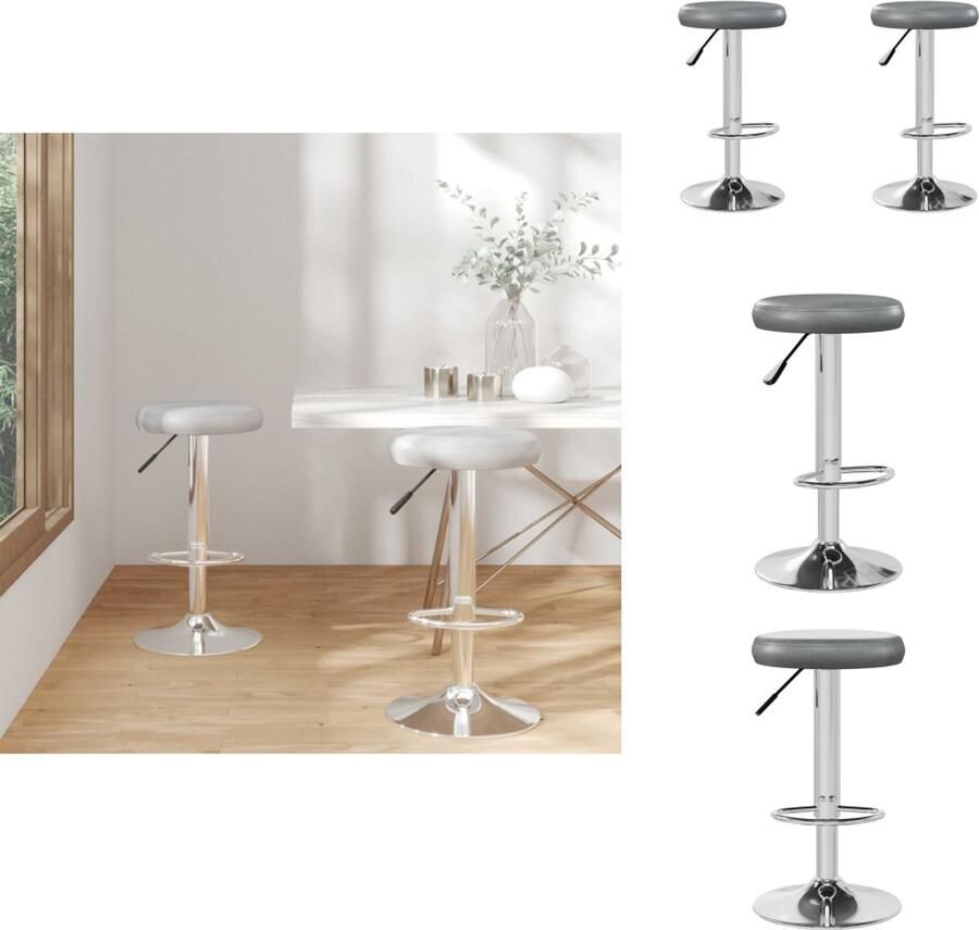 VidaXL Barkruk Barkrukken Kruk Krukken Barkrukken 2 st kunstleer grijs